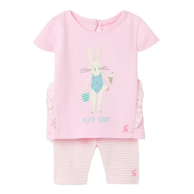 Joules Paula Applique Shortie Set 0-24 Months - Pink Bunny 